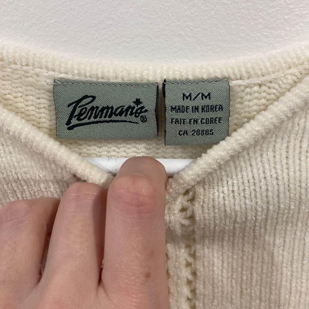 Penman's White Crochet Knit Sweater Boho - Picture 2 of 13